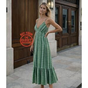 ZARA Green V-Neck Midi Dress NWT